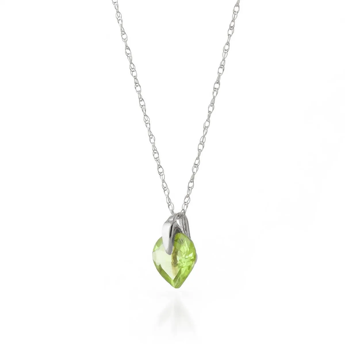 1.15 Carat 14K Solid White Gold Modern Enough Peridot Necklace