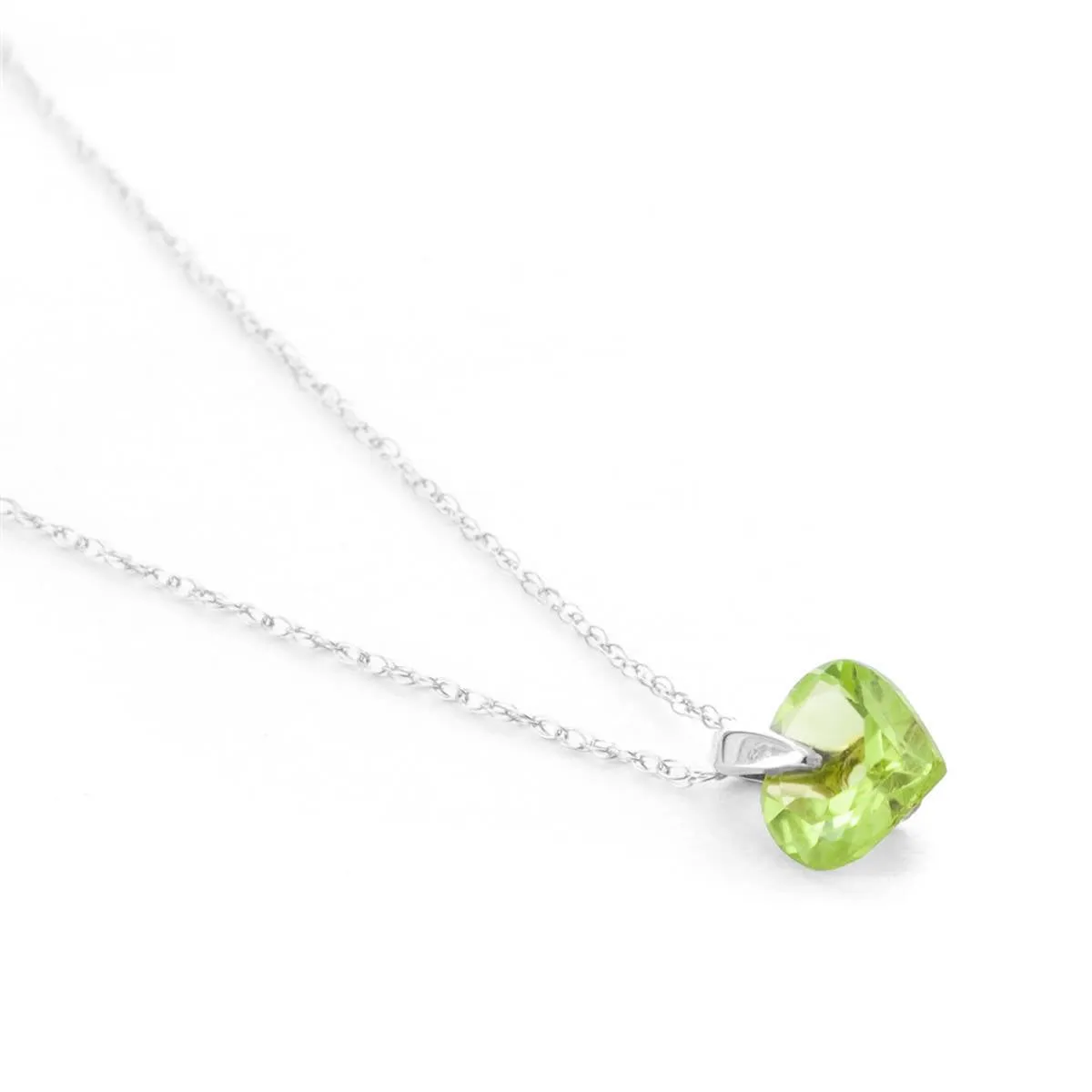 1.15 Carat 14K Solid White Gold Modern Enough Peridot Necklace