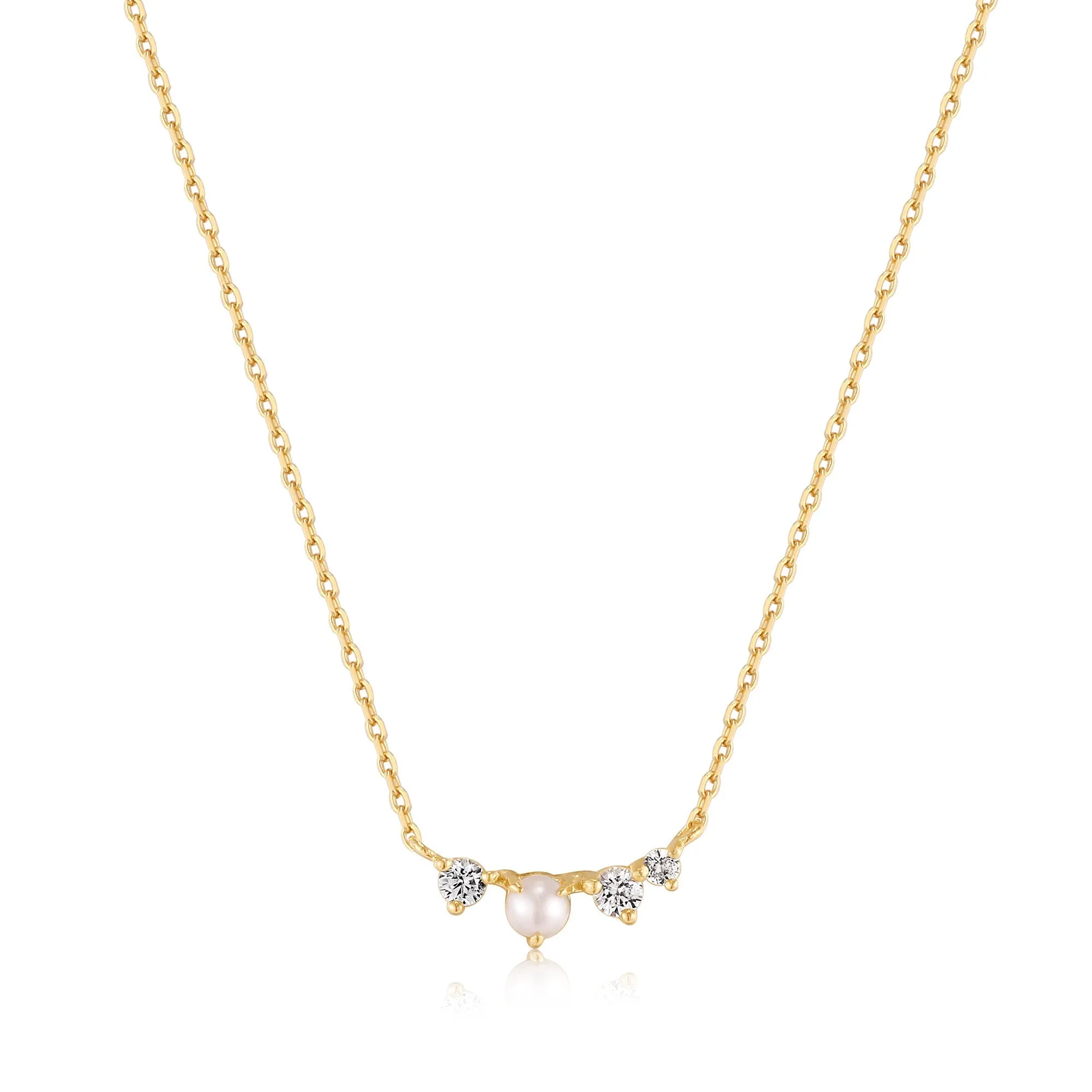 14kt Gold Pearl and White Sapphire Radiance Necklace