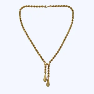 18K Yellow Gold Rope Tassel Necklace