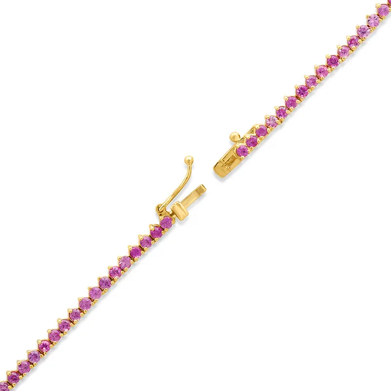 3-Prong Pink Sapphire Tennis Necklace