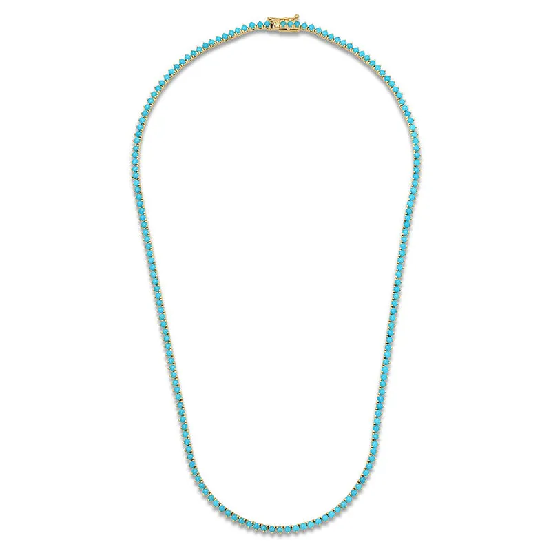 3-Prong Turquoise Tennis Necklace