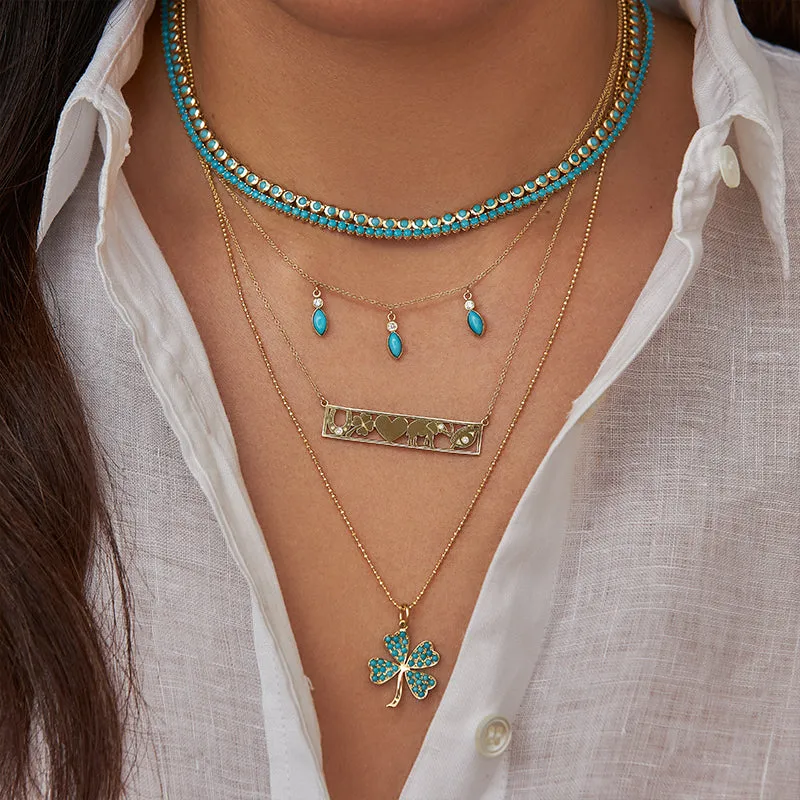 3-Prong Turquoise Tennis Necklace