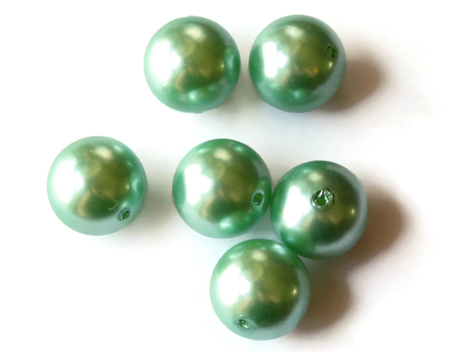 6 24mm Round Light Green Pearls Faux Plastic Pearl Beads