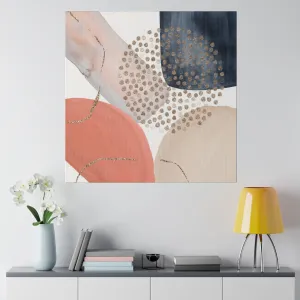 Abstract Artwork | Canvas Wall Art | Salmon Pink, Beige Navy