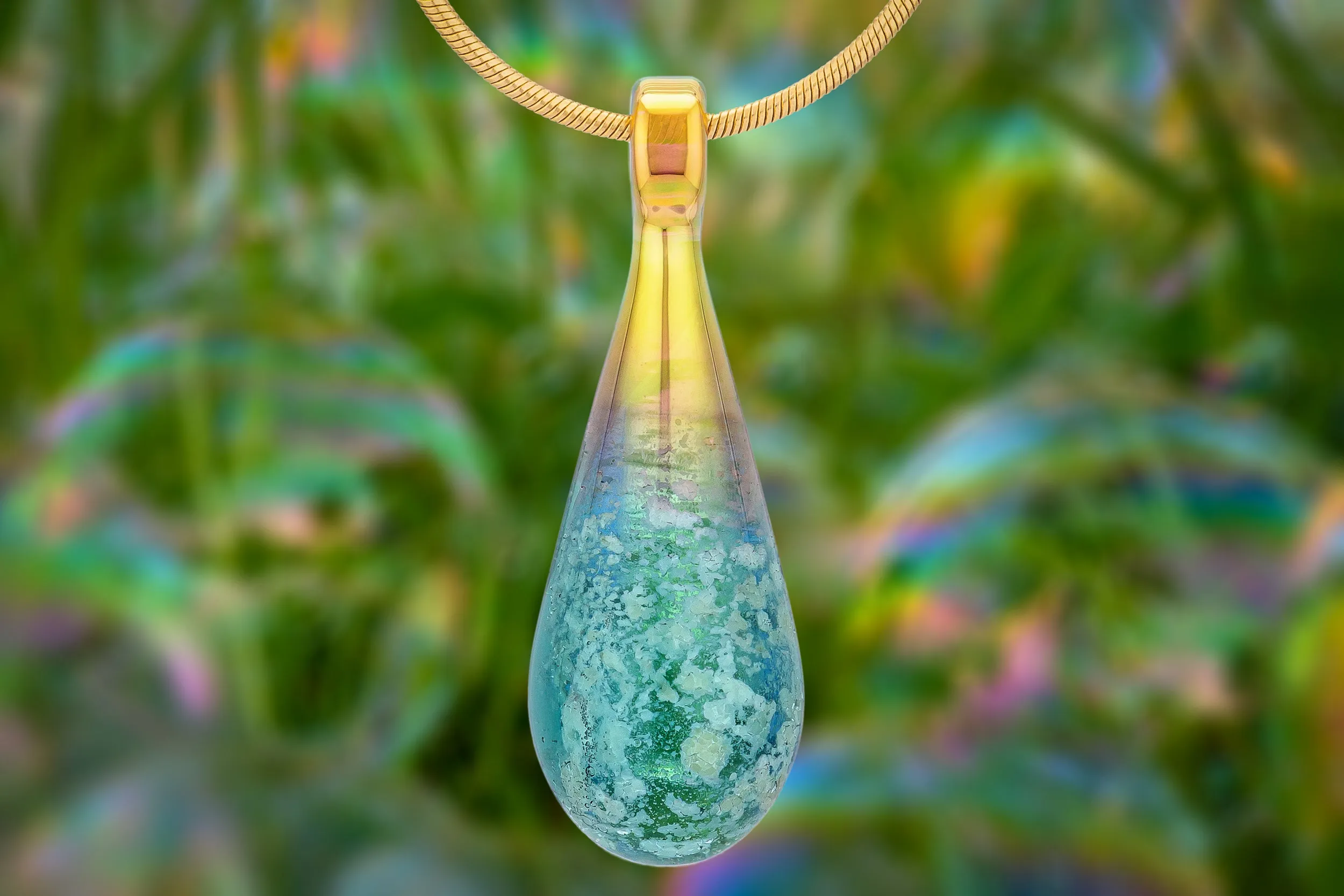 Aquamarine Drop Pendant with Cremation Ash