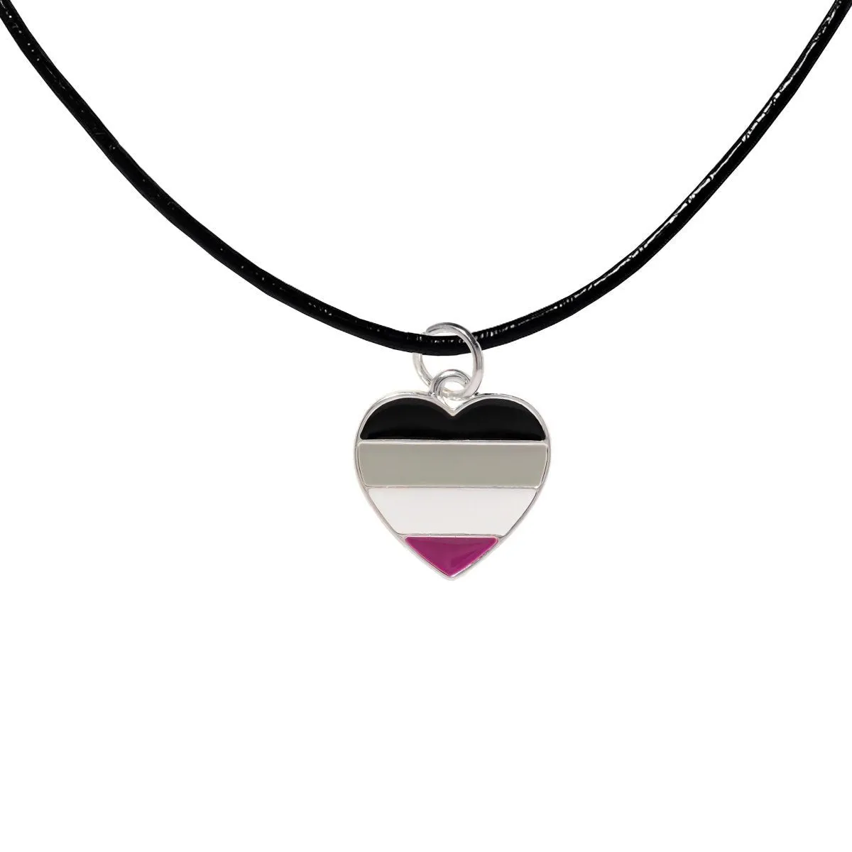 Asexual Heart LGBTQ Black Cord Necklaces