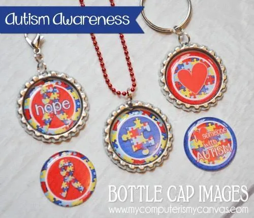 Autism Awareness Bottle Cap PRINTABLE