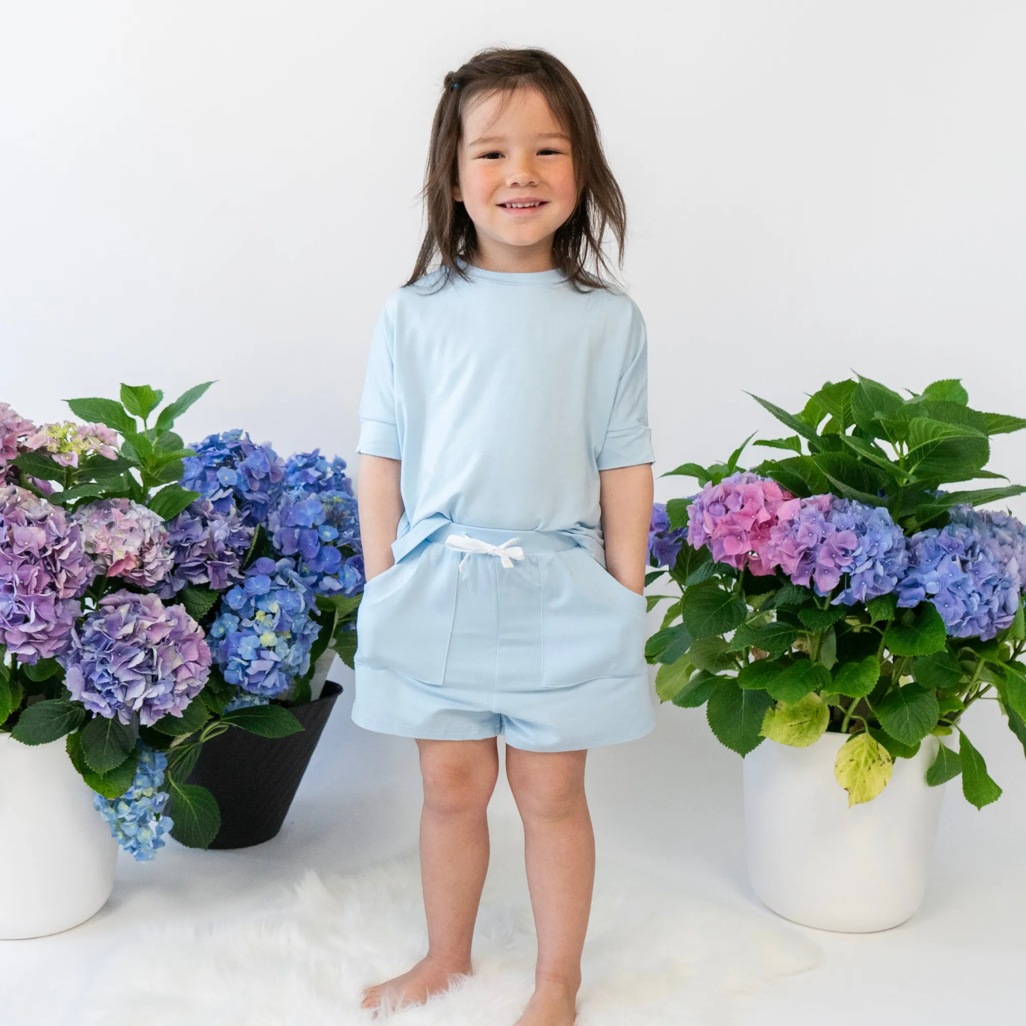 Baggy Top & Shorts Set - Hydrangea Blue