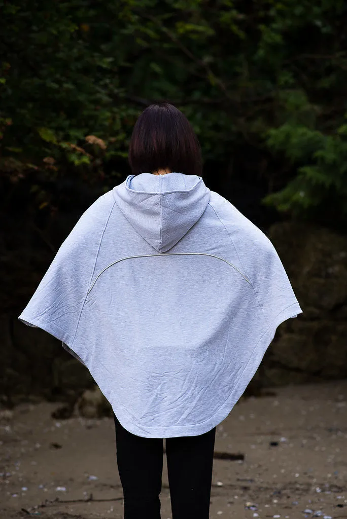 Bamboo Soft Cotton Poncho - Light Grey