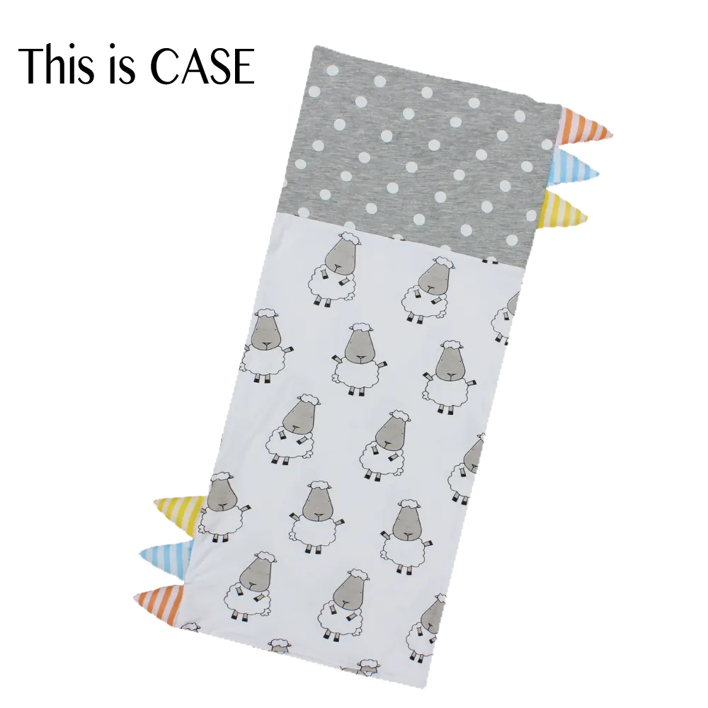 Bed-Time Buddy™ Case Big Sheepz White   Polka Dot Grey with Stripe tag - Jumbo