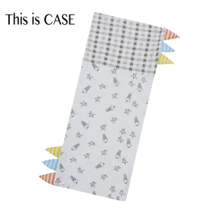 Bed-Time Buddy™ Case Small Star & Sheepz White   Checkers Grey with Stripe tag - Jumbo