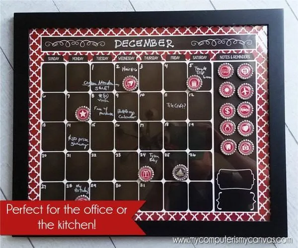 Bottle Cap Calendar {Faux Chalkboard} PRINTABLE