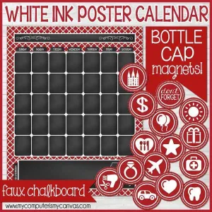 Bottle Cap Calendar {Faux Chalkboard} PRINTABLE