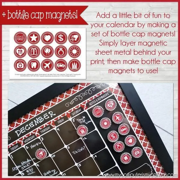 Bottle Cap Calendar {Faux Chalkboard} PRINTABLE