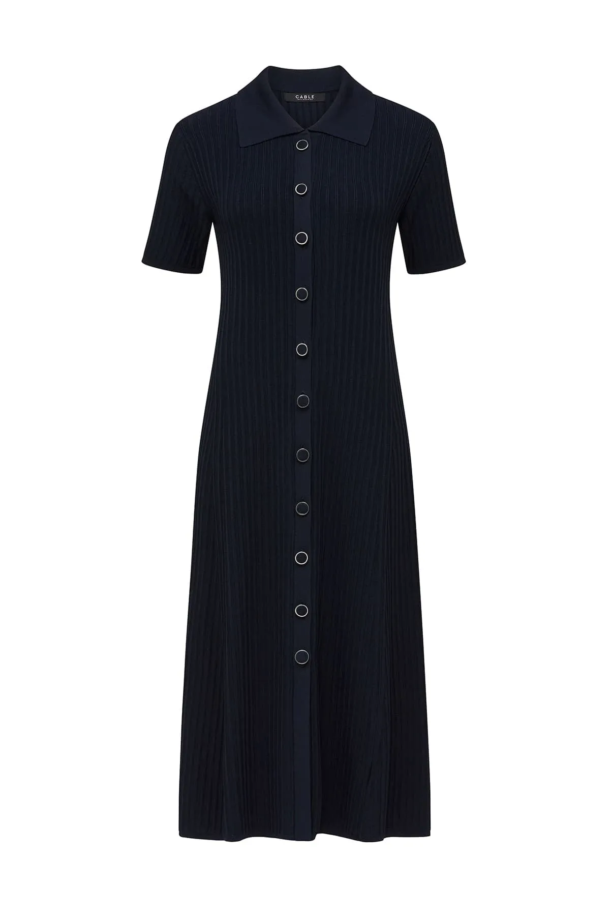 Brooke Crepe Rib Dress - Navy