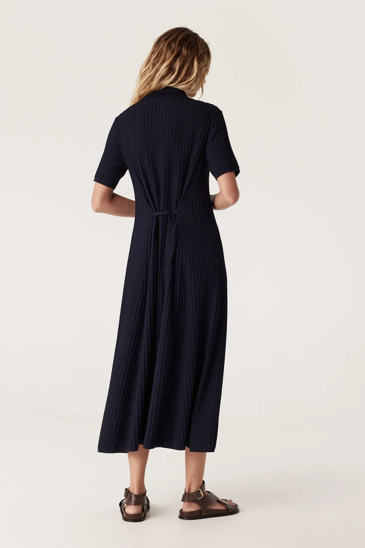 Brooke Crepe Rib Dress - Navy