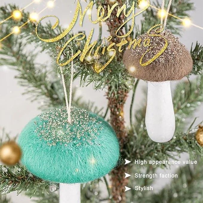 Bulk Christmas  Mushroom Ornaments Lovely Wool Felt Mushroom Gift for Xmas Tree Home Indoor Party Decor Wholesale