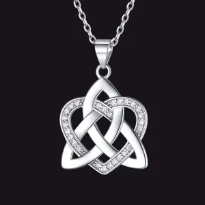 Celtic Knot Heart Pendant Necklace for Women