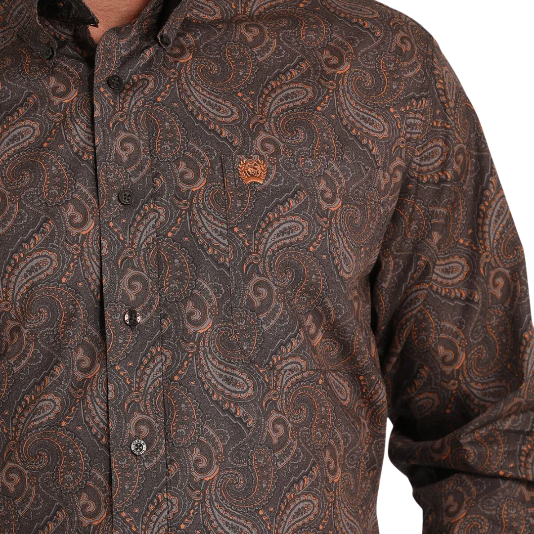 Cinch Men's Paisley Print Brown Shirt