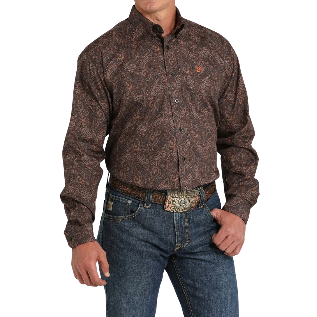 Cinch Men's Paisley Print Brown Shirt