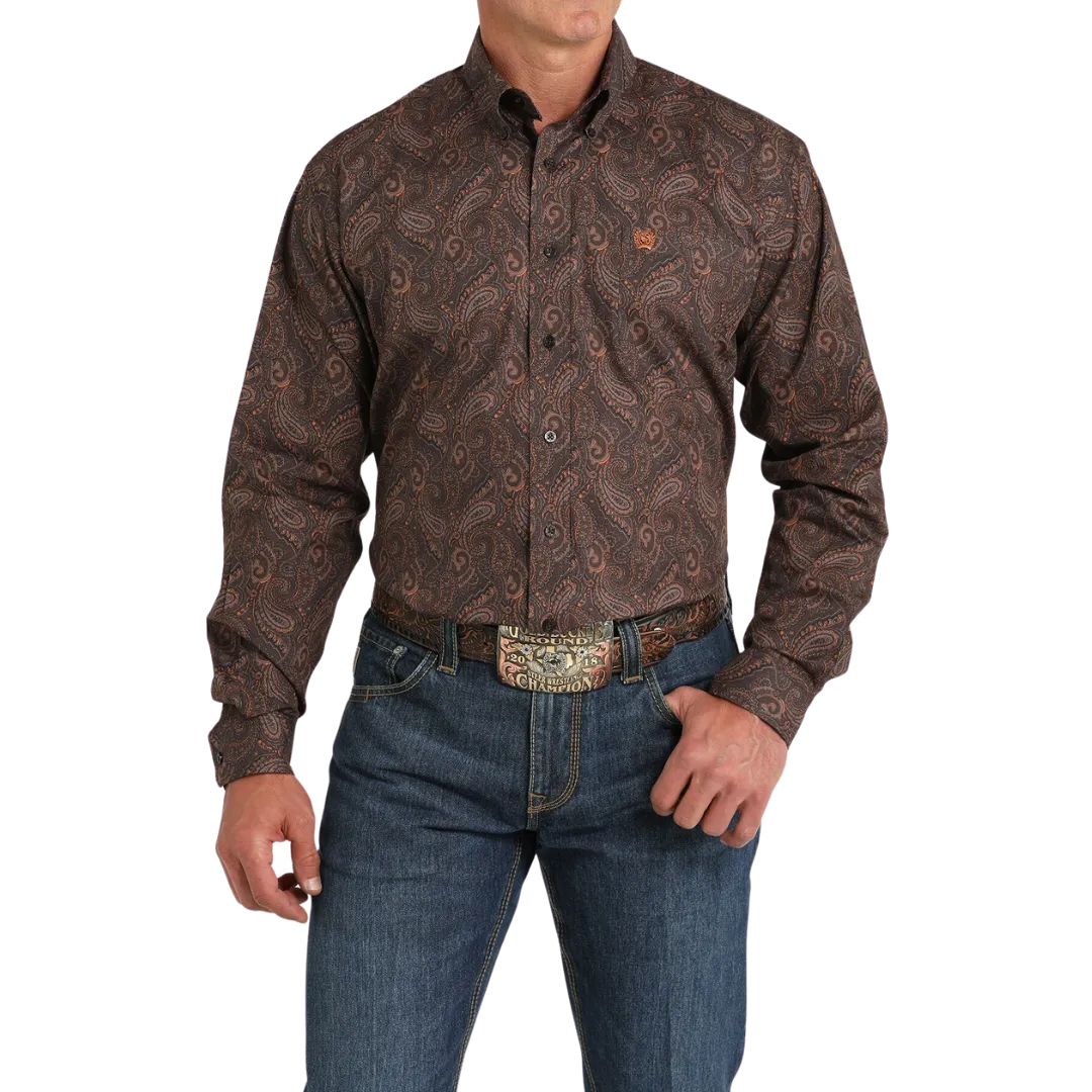 Cinch Men's Paisley Print Brown Shirt