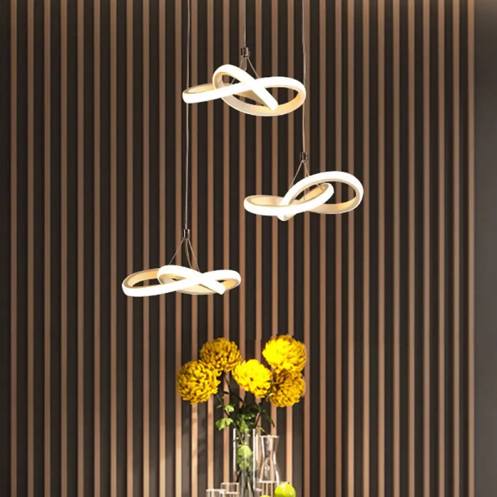 Contemporary LED Pendant Chandelier: Seamless Metal Suspension Light in Warm/White