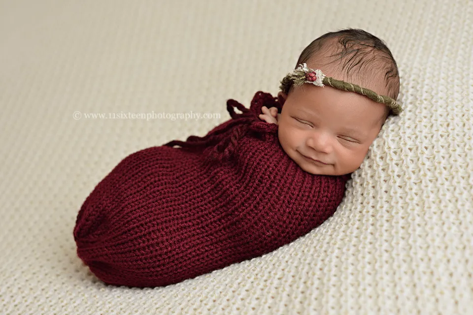 Cranberry Red Newborn Knit Swaddle Sack