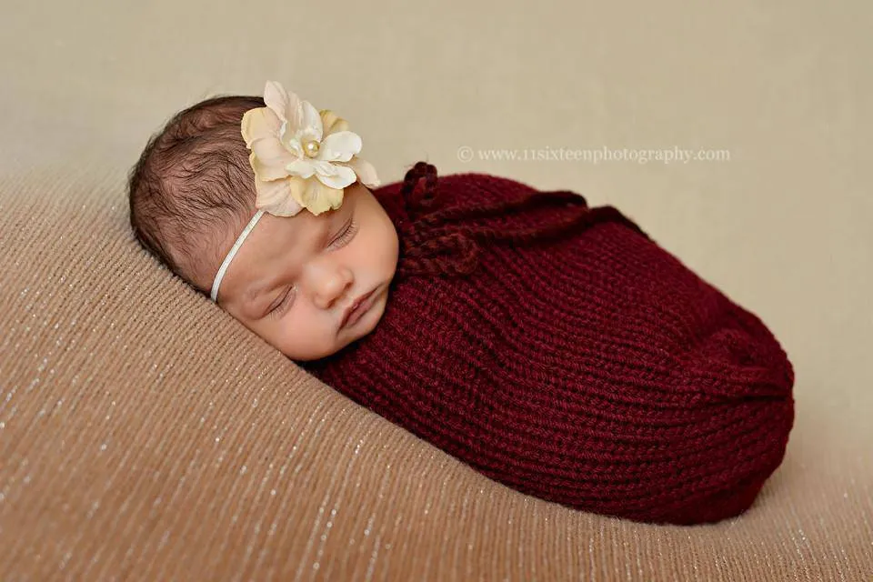 Cranberry Red Newborn Knit Swaddle Sack