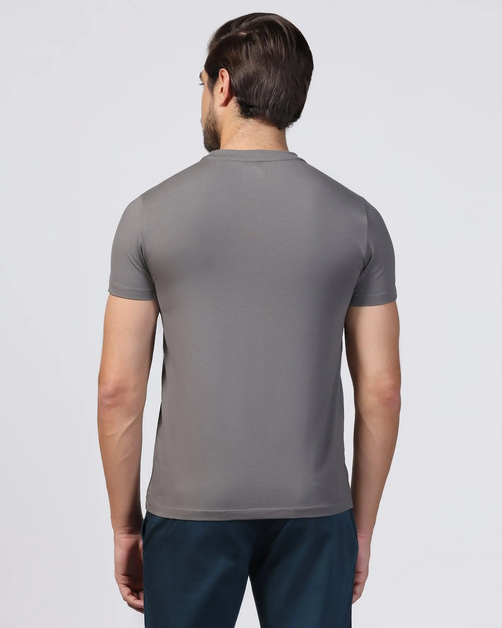 Crew Neck Grey Printed T-Shirt - Levi