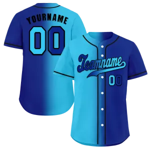 Custom Aqua Blue Gradient Fashion Blue Authentic Baseball Jersey