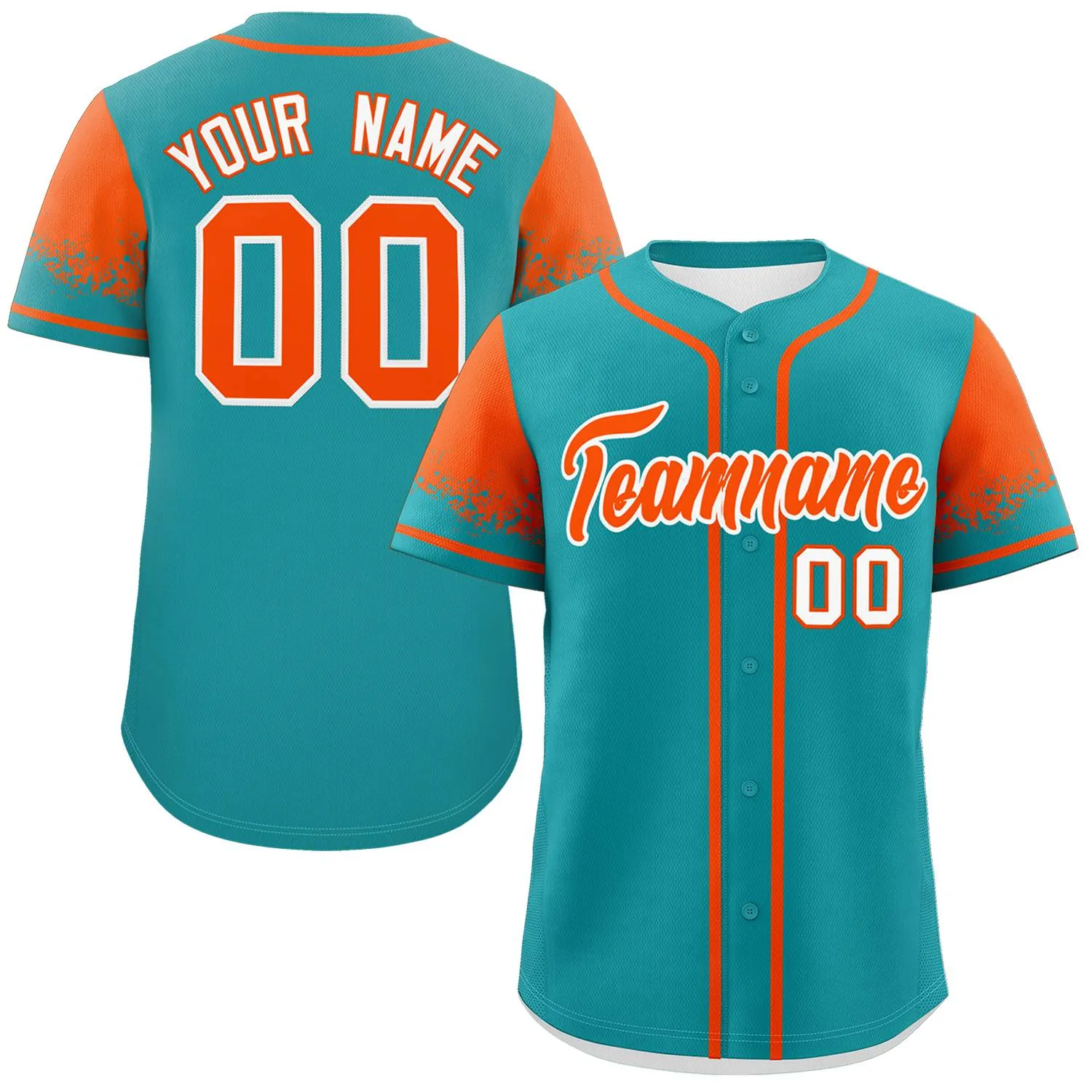 Custom Aqua Orange Personalized Raglan Sleeves Design Authentic Baseball Jersey