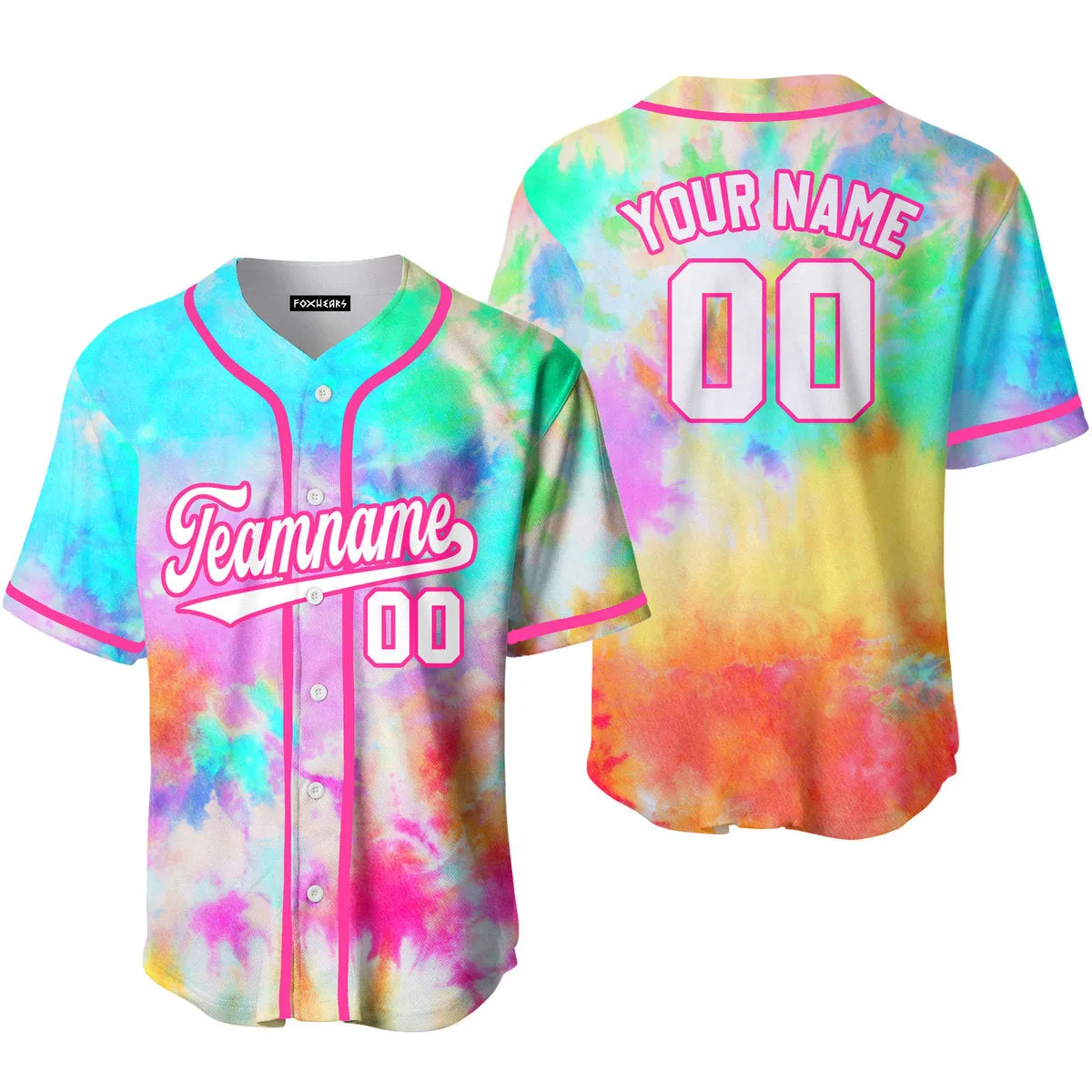 Custom Colorful Tie Dye Background Custom Baseball Jerseys For Men & Women