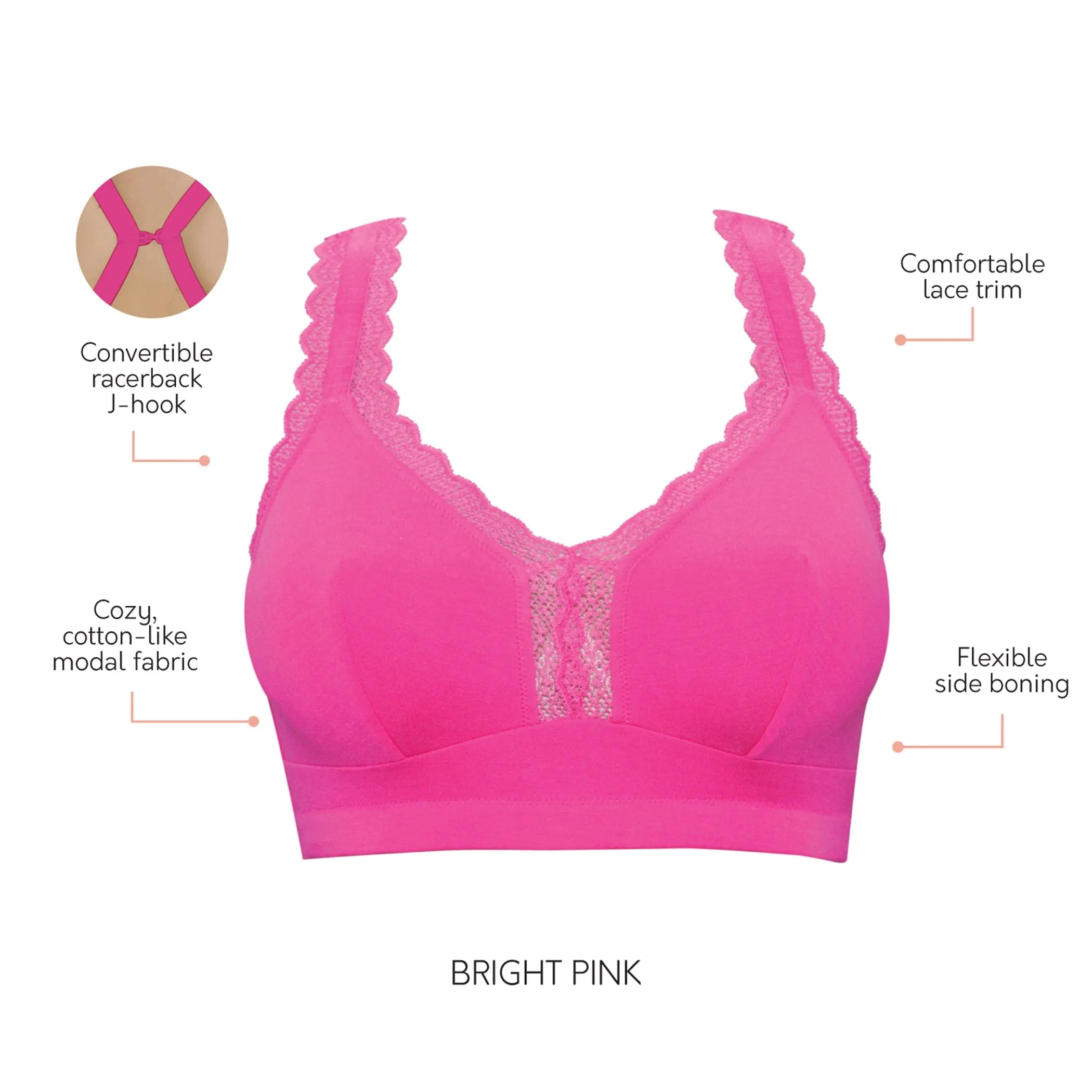 Dalis Wire Free Bralette - Bright Pink