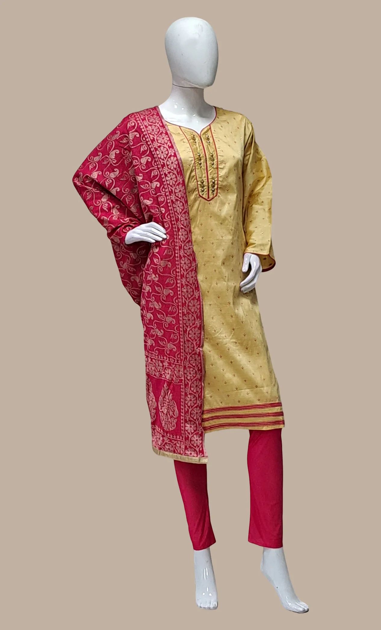 Deep Caramel Embroidered Churidar