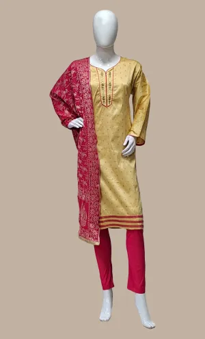 Deep Caramel Embroidered Churidar