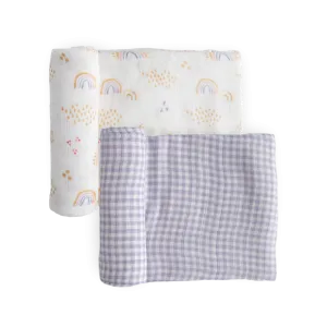 Deluxe Muslin Swaddle Blanket 2 Pack - Rainbow Gingham