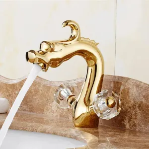 Dragon Carved Basin Faucet Sink Faucet Dual Handle Bathroom Mixer Tap