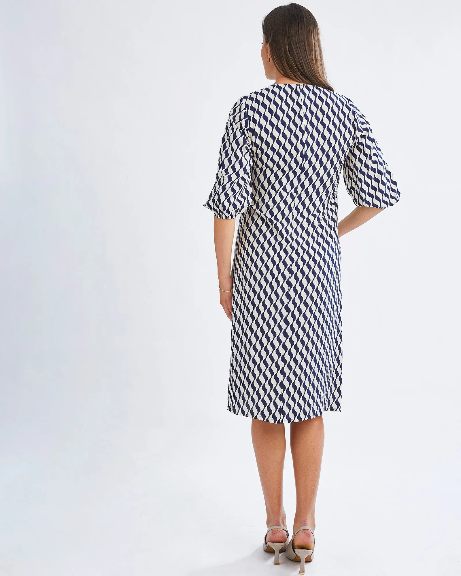 Elea Geometric Wave Work Dress