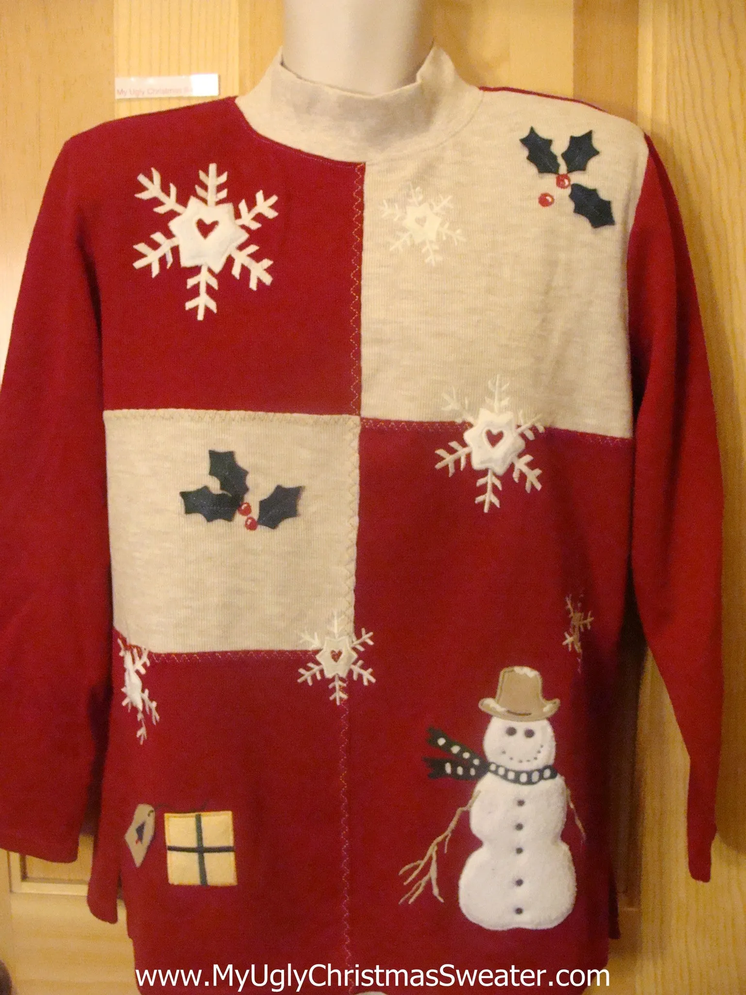 Funny Christmas Sweater Pullover with Snowmen and  Ivy