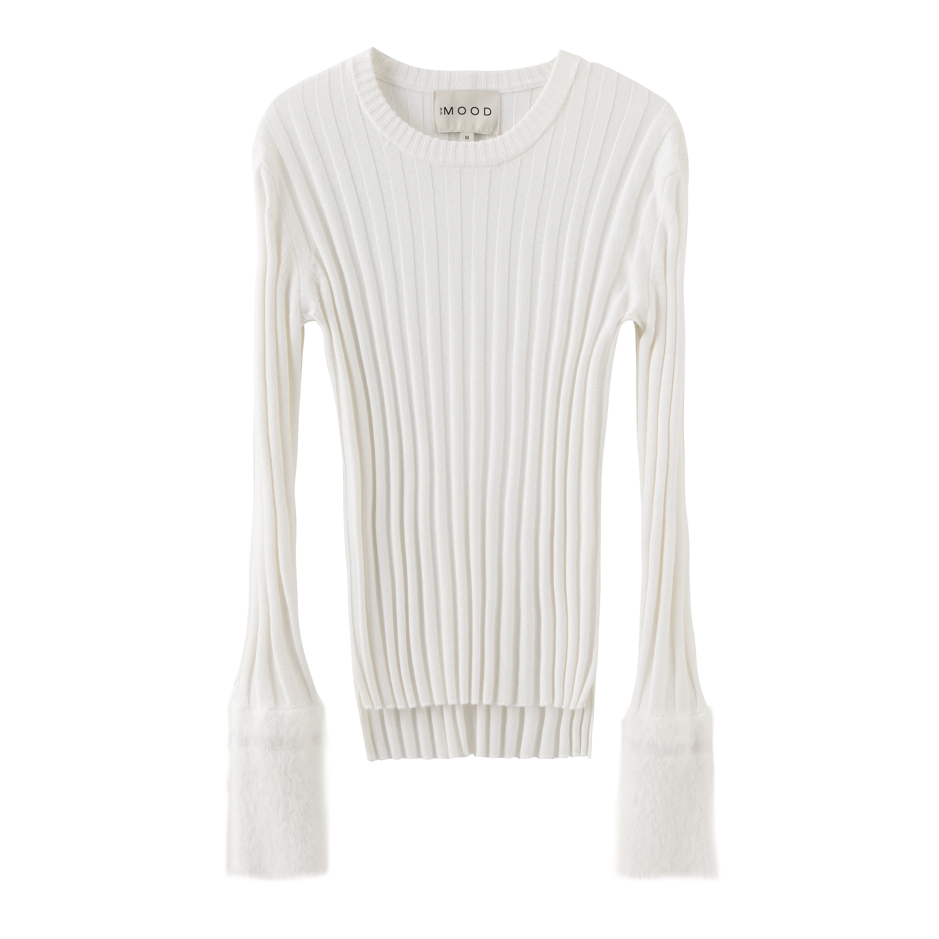 Fuzzy Sleeve Knit sweater - White