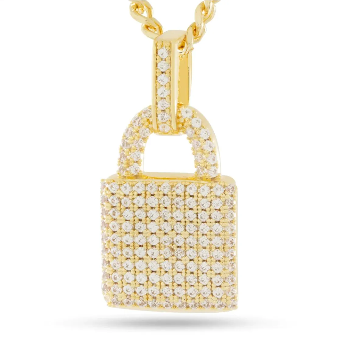 Gemstone Encrusted Padlock Necklace White Gold