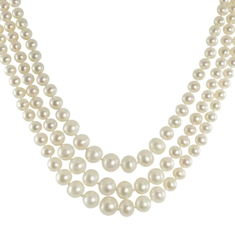 Grand Three Strand Freshwater Pearl Necklace