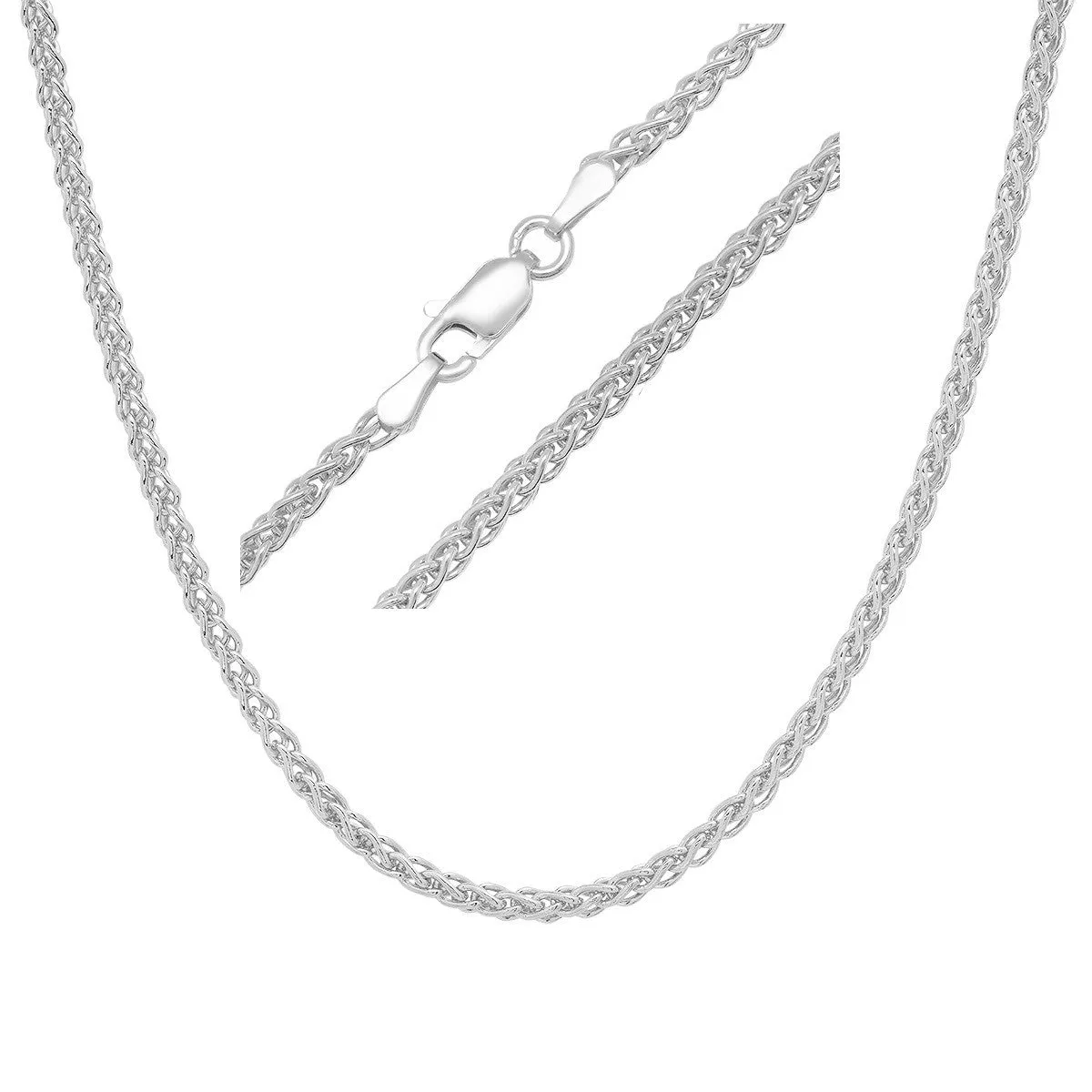 Italian Sterling Silver Foxtail Wheat Chain Necklace