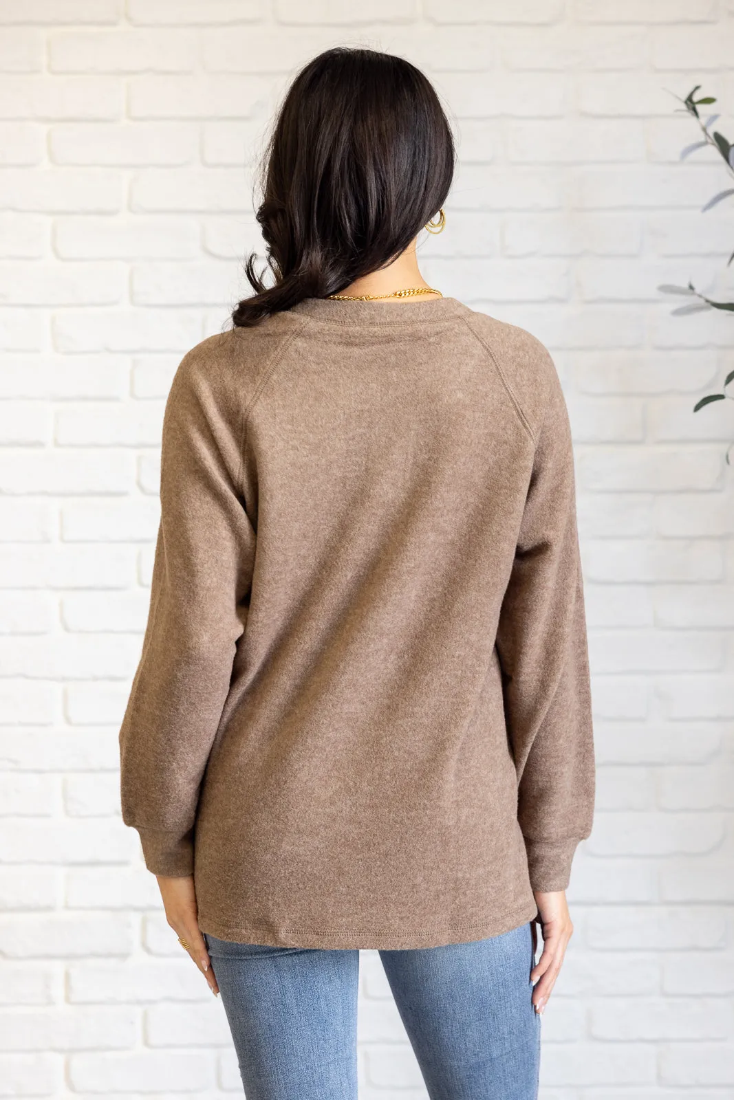 Keeping it Real Brushed Melange Hacci Long Sleeve Tee in Mocha - 11/20