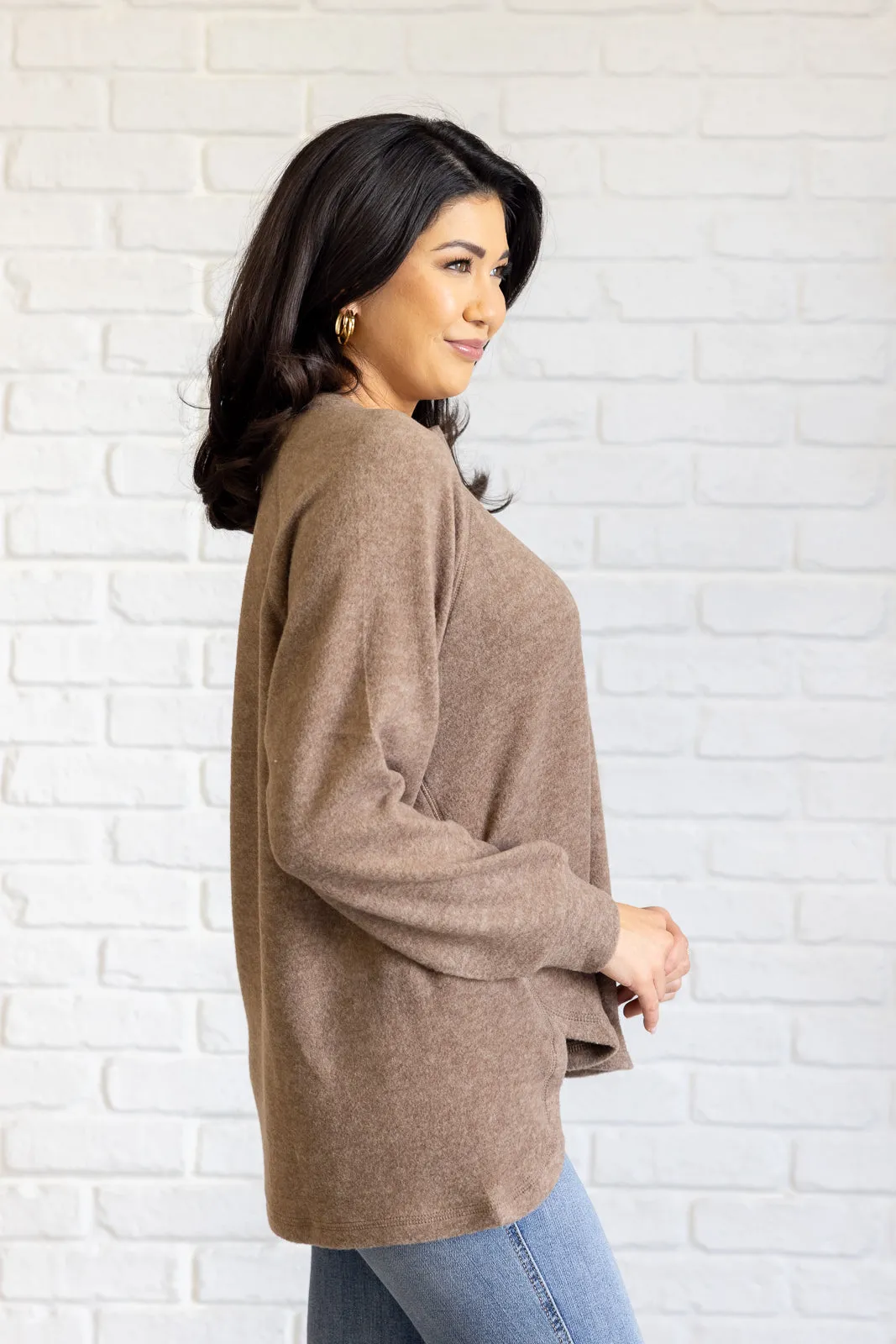 Keeping it Real Brushed Melange Hacci Long Sleeve Tee in Mocha - 11/20