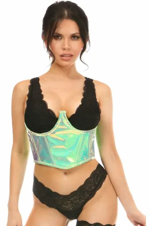 Lavish Mint Green Holo Open Cup Underwire Waist Cincher