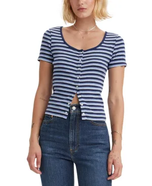 Levi's  Short Sleeve Britt Snap Front Top - FRUITY STRIPE NAVAL ACADEMY