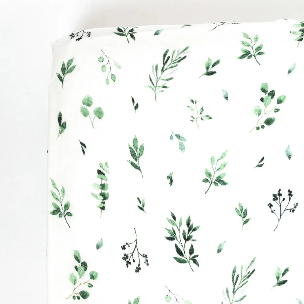 Lil North Bamboo and Cotton Blend Muslin Crib Sheet - Watercolour Foliage