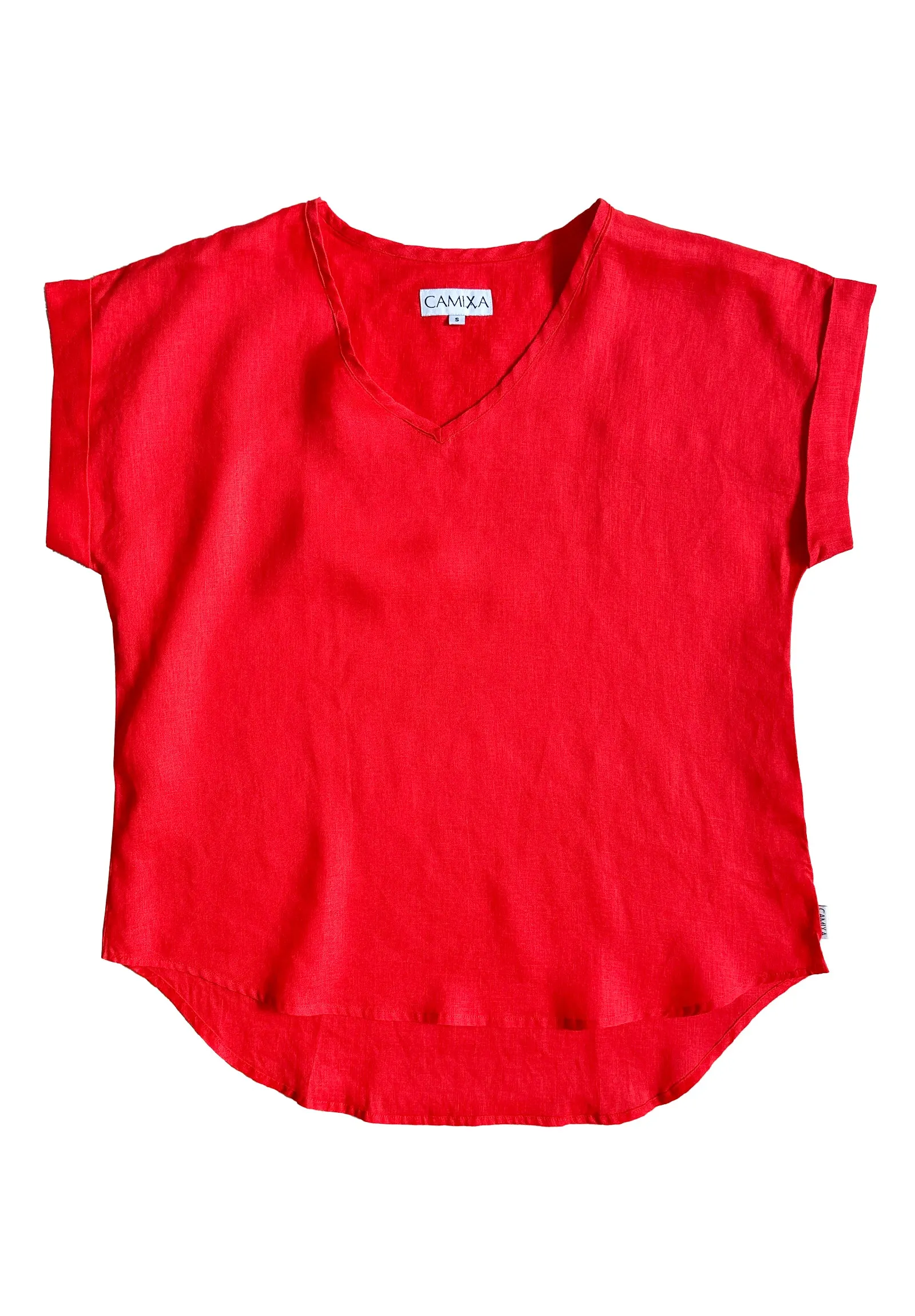 Martina Red Linen T-Shirt